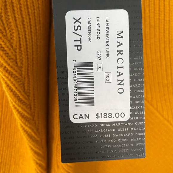 Marciano Mustard Colour Turtleneck Asymmetrical Sweater - Size XS - Picture 10 of 10